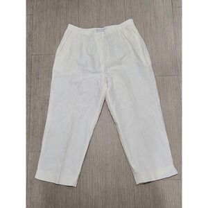 La Boutique Cream Linen Silk Blend Pleated High Rise Trousers Capri Womens 10